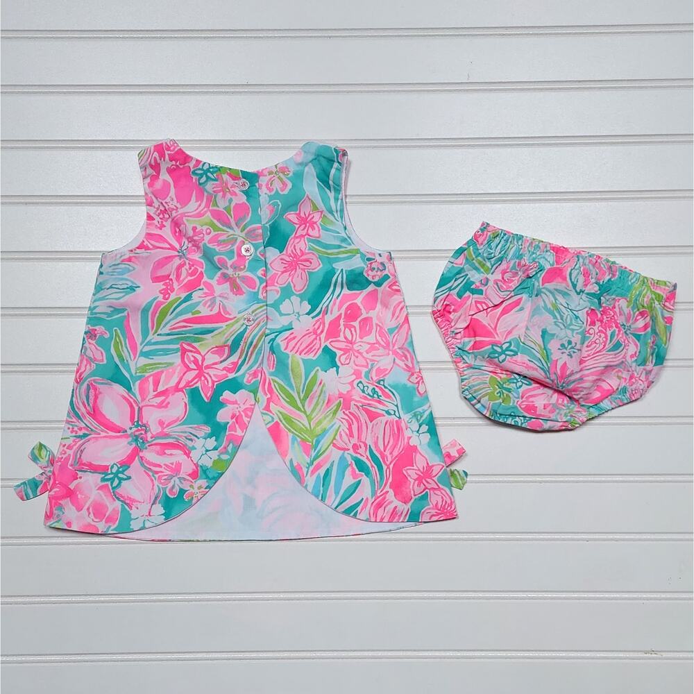 Lilly Pulitzer Baby Lilly Shift Dress Size 6-12 Months Pinks, Aqua & Green - Picture 4 of 7